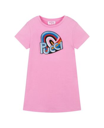 Girls Pink Iride Logo Cotton Dress