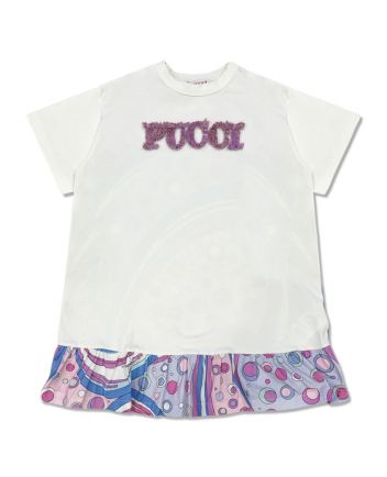 Girls White Logo-Print Dress