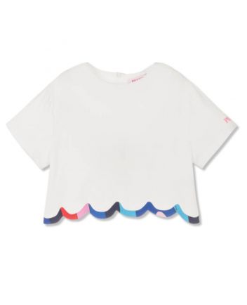 Girls White Iride Print Crepe Top