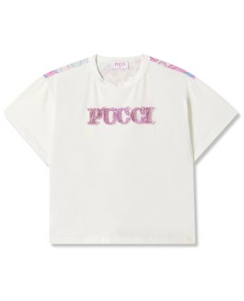 Girls White Logo-Print Cotton T-Shirt