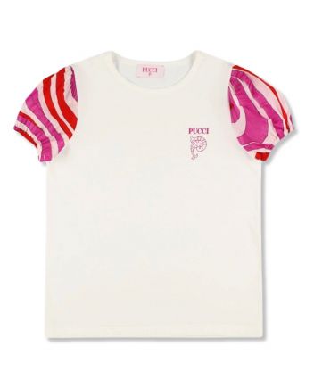 Girls White Logo-Print Cotton T-Shirt