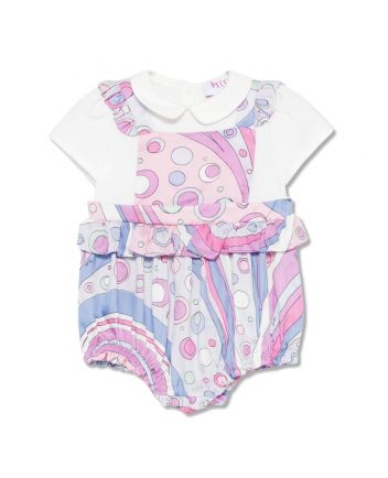 Baby Girl White Fontane-Print Romper
