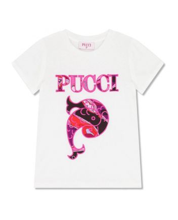 Girls White Logo-Embroidery Dress