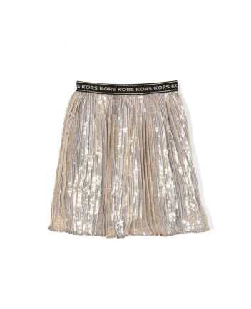 Girls Gold Metallic Pleated Skirt