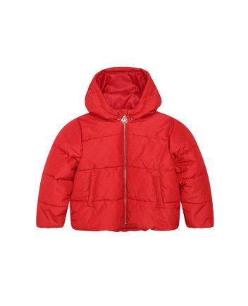 Girls Red Monogram-Print Zipped Padded Jacket