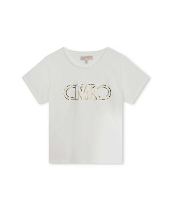 Girls White Logo-Print Cotton T-shirt
