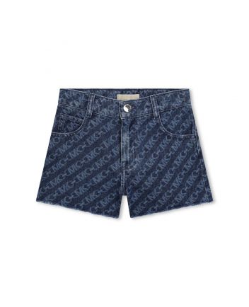 Girls Denim Blue Logo-Print Denim Shorts