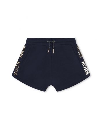 Girls Navy Blue Logo-Lettering Shorts