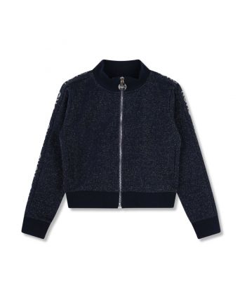 Girls Navy Blue Zip-Up Sweatshirt