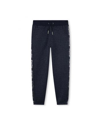 Girls Navy Blue Side-Logo Trouser