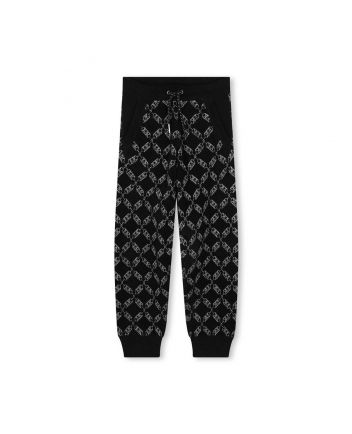 Girls Black Logo-Jacquard Knitted Trousers