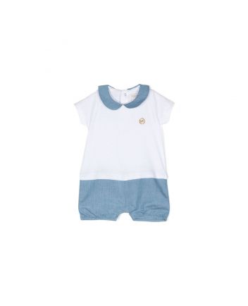 Baby White & Blue Cotton Shortie