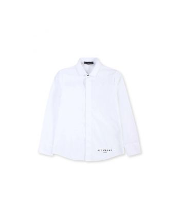 Boys White Logo Print Shirt