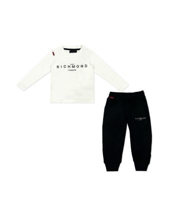 Kids White & Black Logo Print Jogger Set