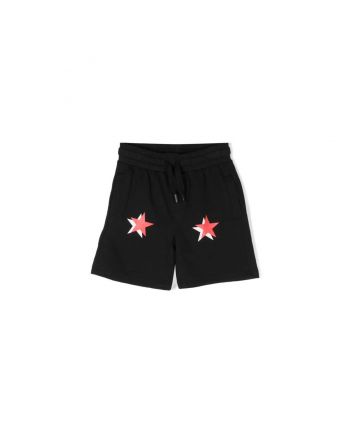 Boys Black Stars Print Cotton Shorts