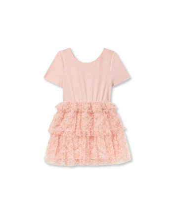 Girls Pink Half Sleeves Sequin Dress