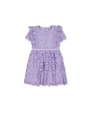 Girls Purple Floral Lace Dress