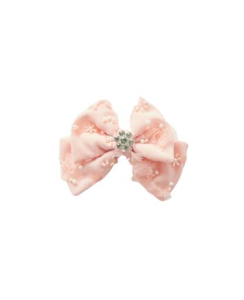 Girls Pink Diamante Detailing Bow Hair Clip