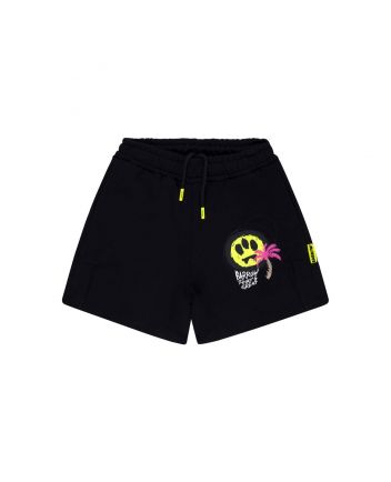 Unisex Black Logo-Print Shorts