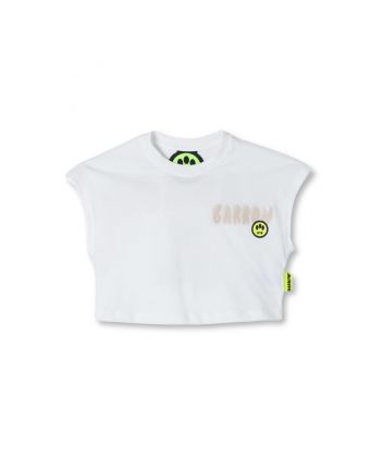 Girls White Crew Neck Tank Sleeveless T-Shirt