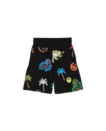 Unisex Black illustration-Print Cotton-Jersey Shorts