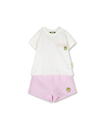 Baby Unisex White & Purple Shorts Set