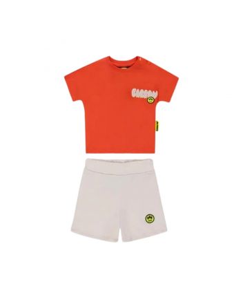 Baby Unisex Orange Logo-Print Shorts Set