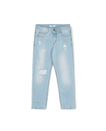 Boys Denim Light Blue Distressed-Finish Jeans