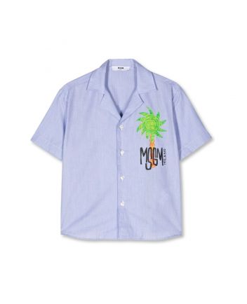 Boys Blue Striped Cotton Shirt