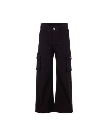 Girls Black Twill Stretch-Cotton Trousers