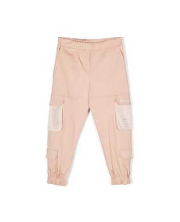 Girls Beige Mesh-Panelling Trouser