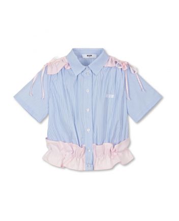 Girls Blue Striped Cotton Shirt