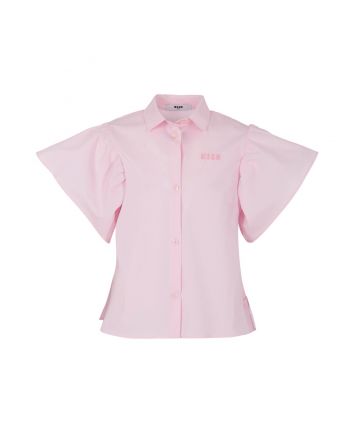 Girls Pink Logo-Embroidered Cotton Shirt