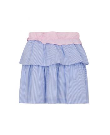 Girls Blue Striped Cotton Skirt