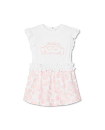 Baby Girls White & Pink Floral Cotton Dress
