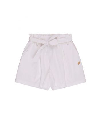 Girls White Cotton Shorts