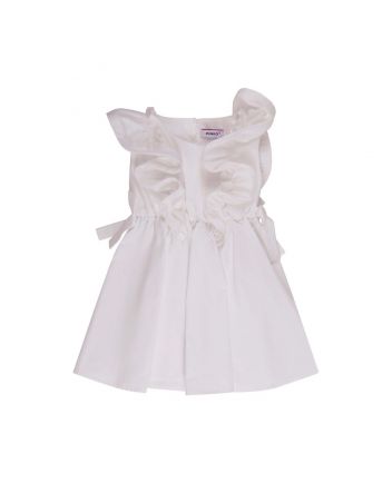Girls White Popelin Cotton Dress