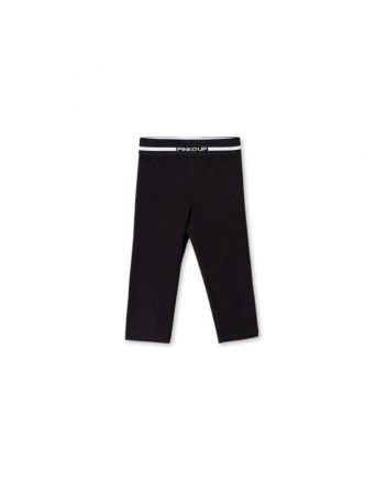 Girls Black Logo Waste Leggings