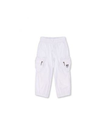 Girls White Heart Pocket Trouser