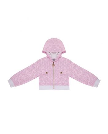 Girls Pink Zipped Hoodie With Pockets