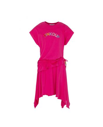Girls Pink Logo Knitted Cotton Dress