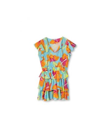 Girls Multi-Color Floral Print Dress