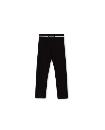 Girls Black Logo Stripe Waste Leggings