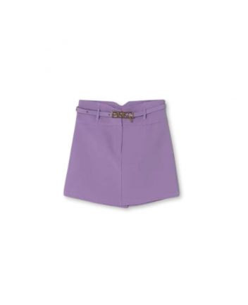 Girls Purple Logo-Belt Skirt