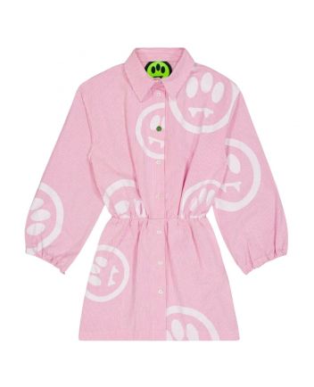 Girls Pink Stripe Logo-Print Cotton Dress