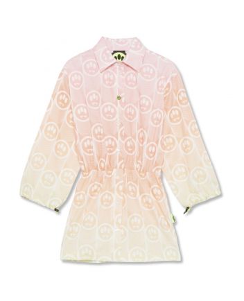 Girls Pink All-Over Logo Print Poplin Dress