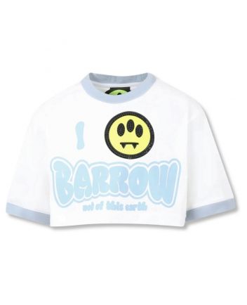 Girls White Logo-Print Cotton Top