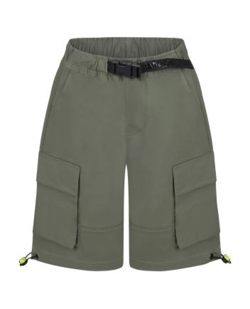 Boys Dark Green Cargo-Pockets Shorts