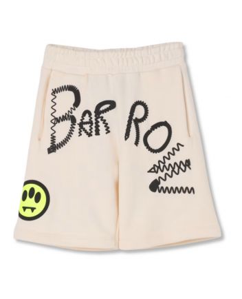 Boys Cream Logo-Print Cotton Shorts