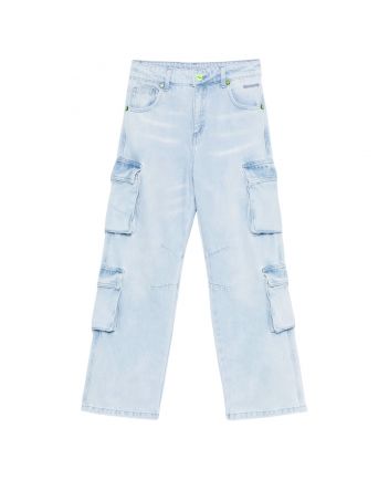 Unisex Denim Light Blue Cargo Jeans